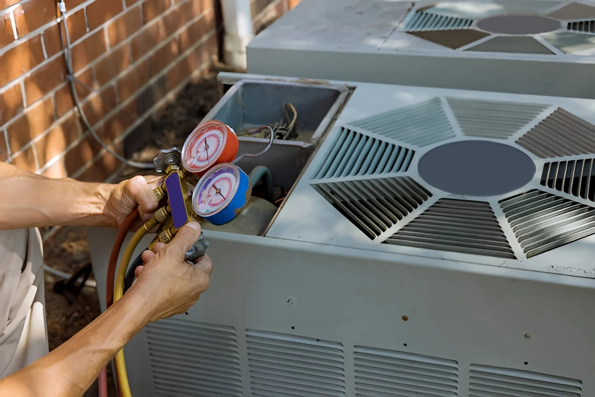 white heat pump maintenance