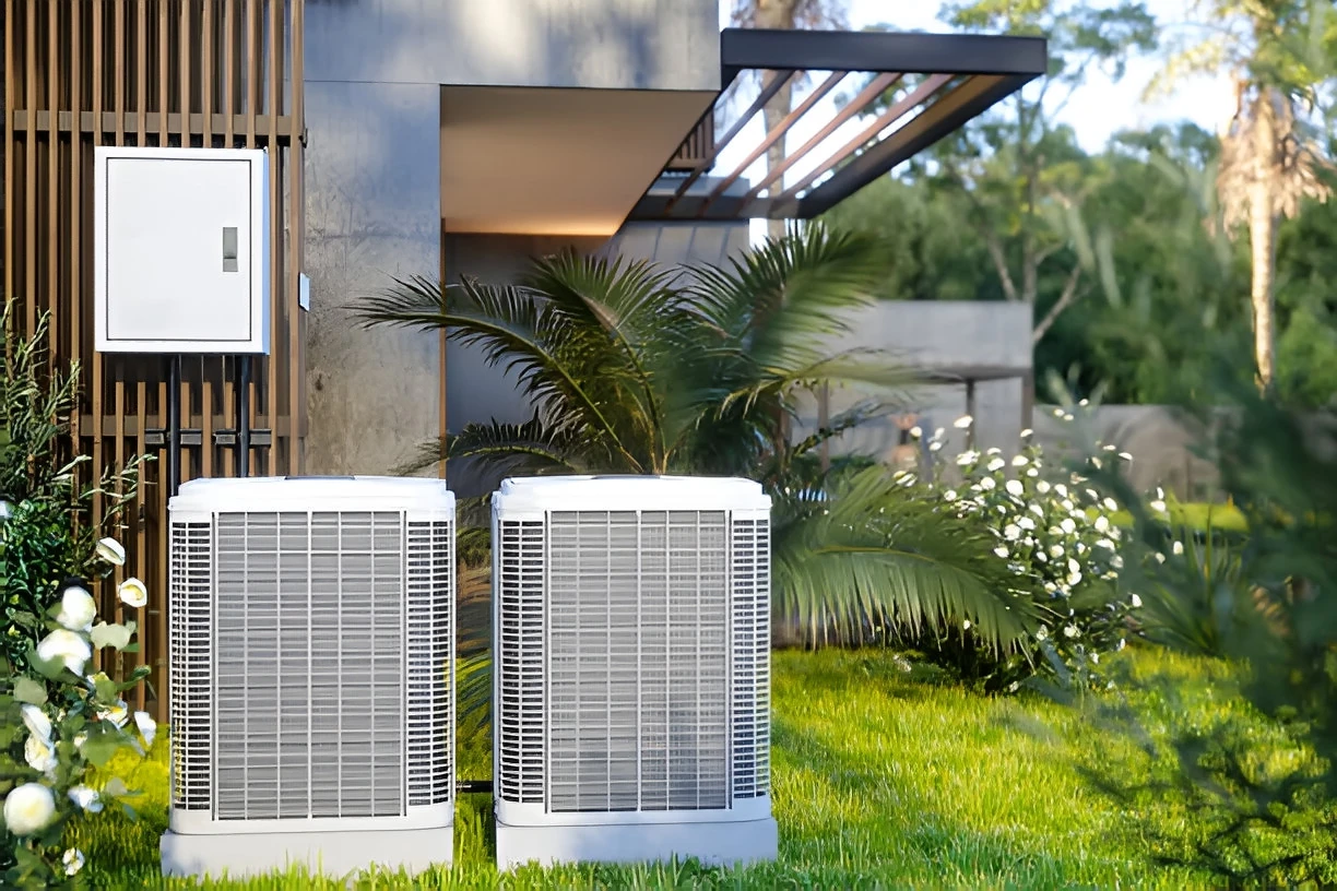 heat pump units outside home