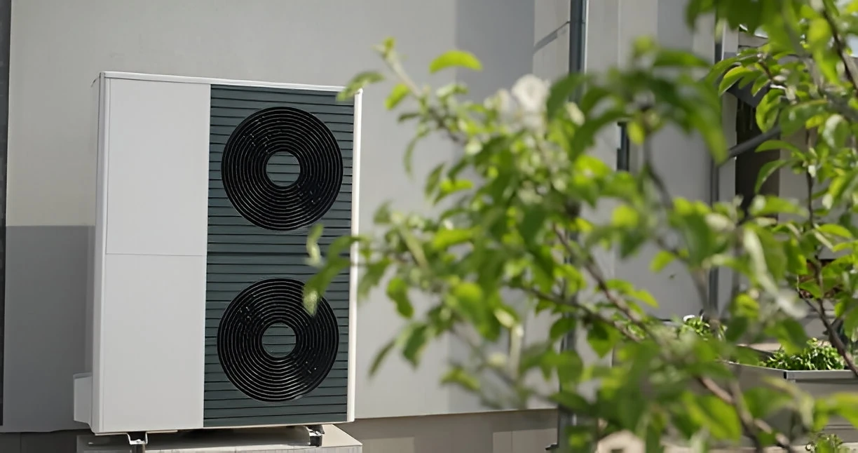 black and white heat pump