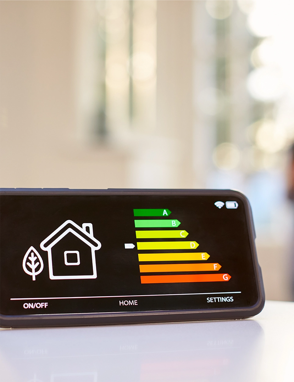 Energy efficiency graphic in a cellpone