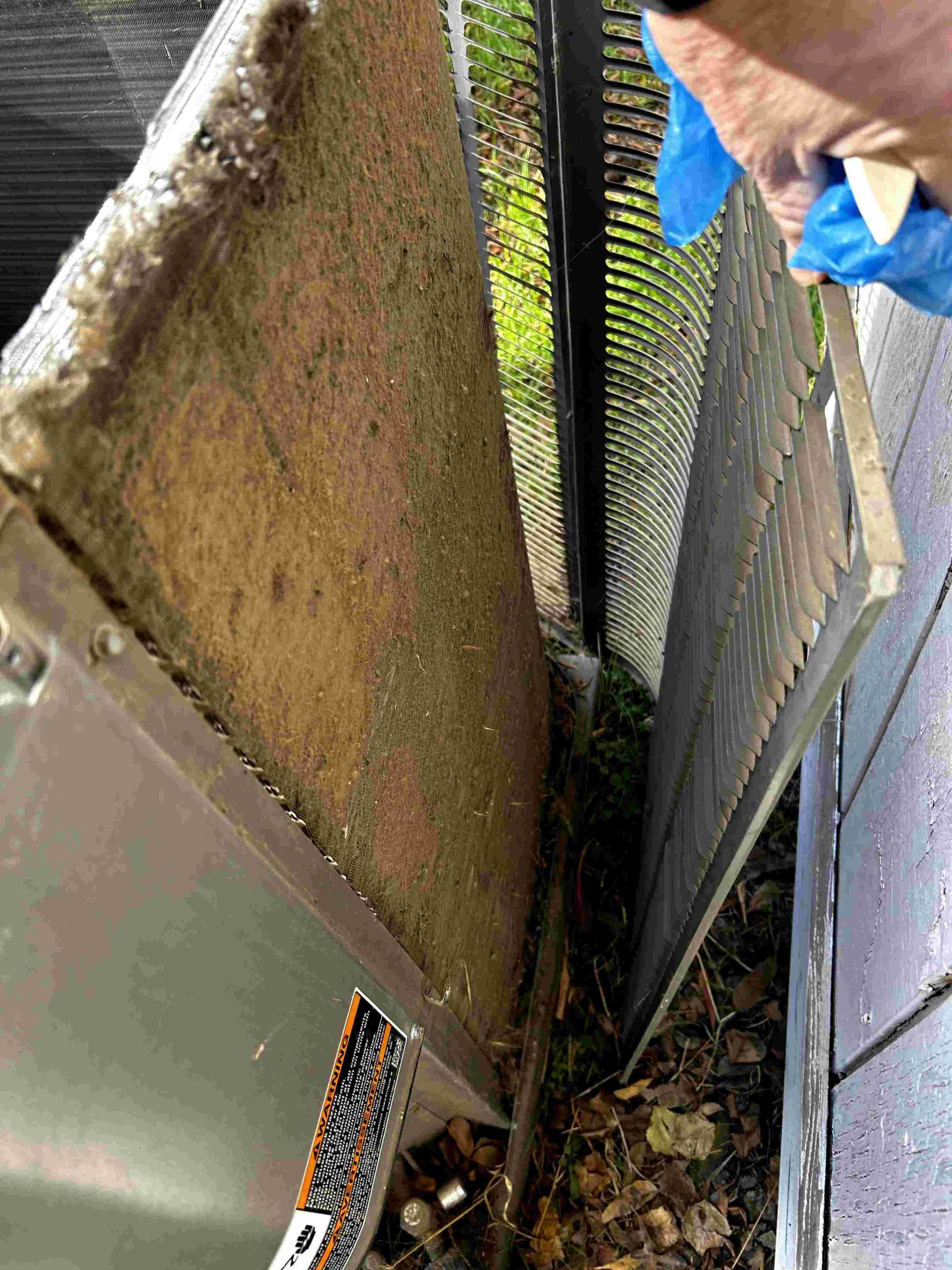 heat pump filter covered with dust indoor air quality