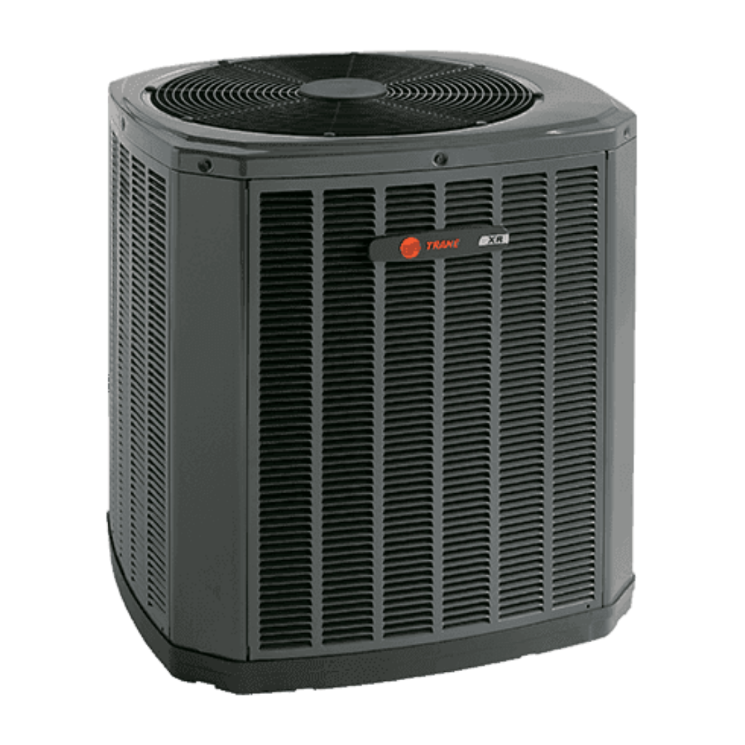 Trane air conditioner outdoor unit installed at residential home