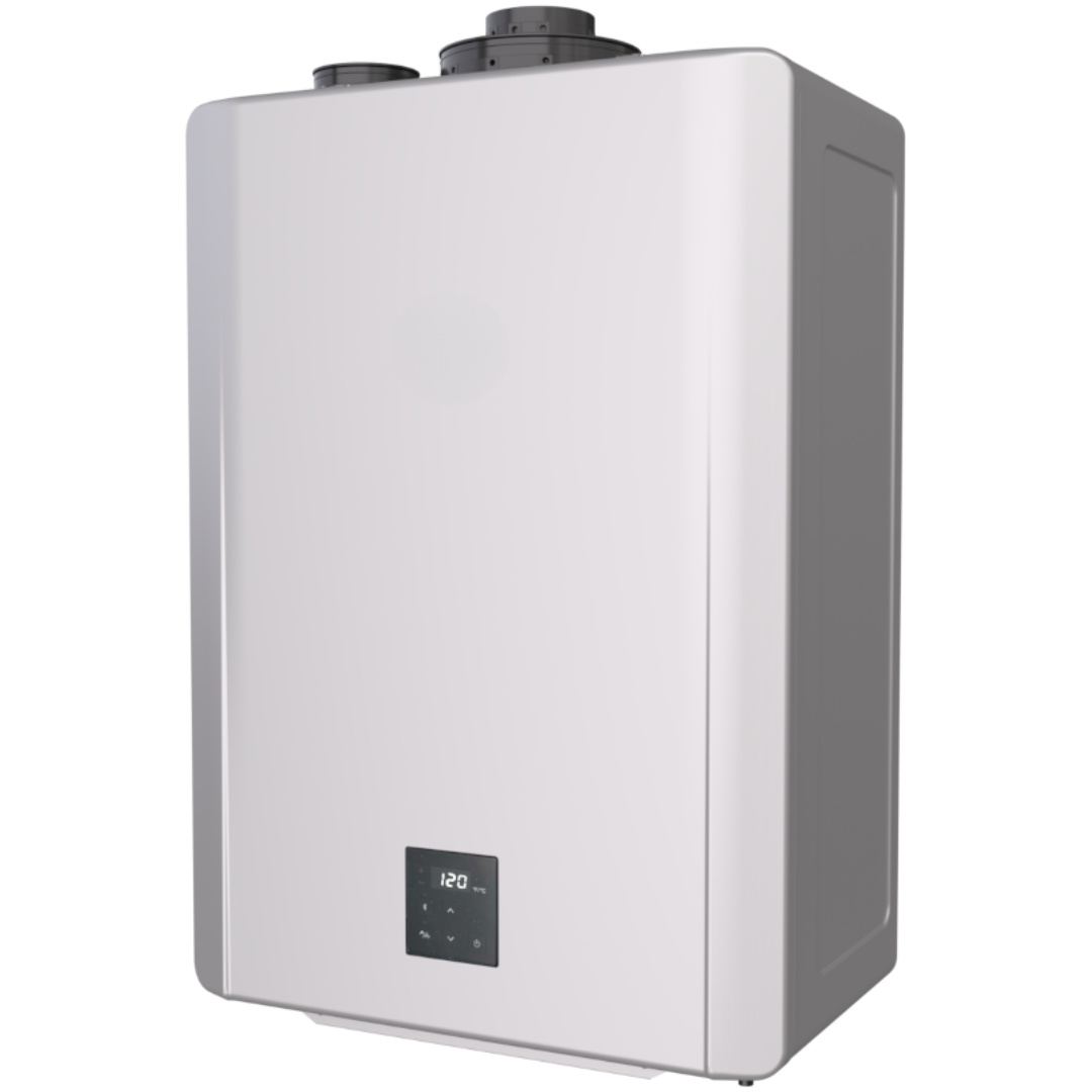 Tankless water heater installed in residential home